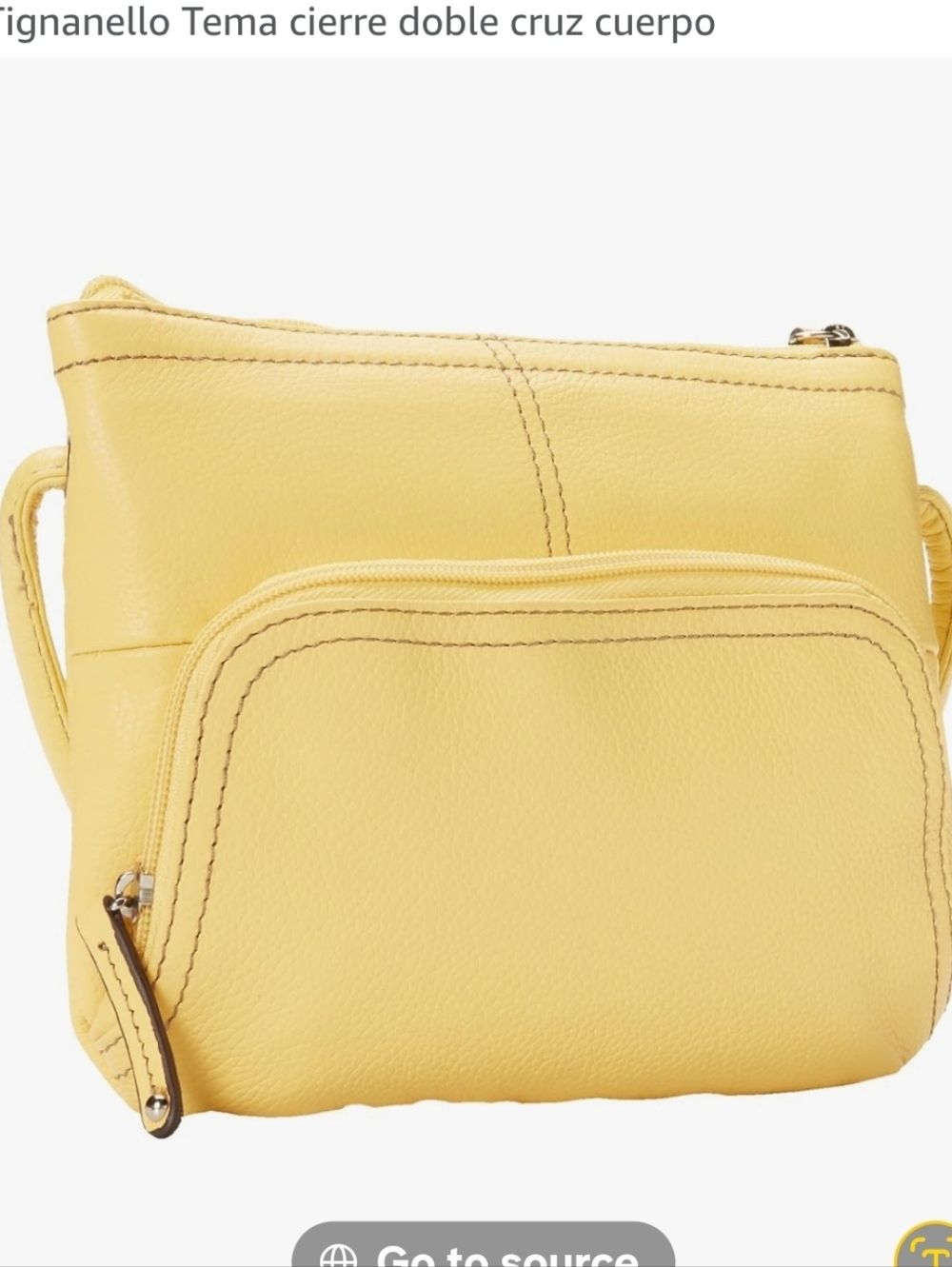 Tignanello Lined Pebbled Leather Butter Yellow Crossbody Bag Pockets Organizer - Picture 2 of 10